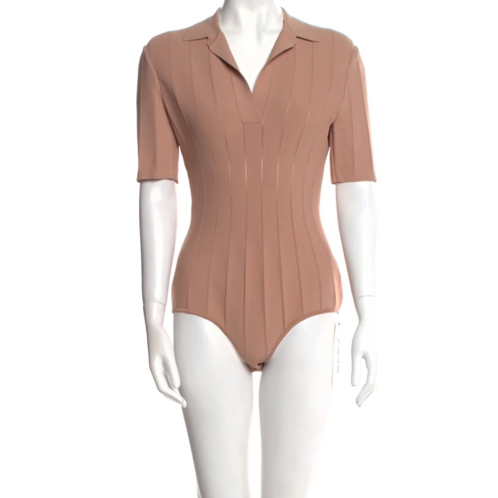 Alaia V-Neck Bodysuit - Blush l Size IT42 l NWT l $3146 MSRP